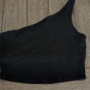 PINK Victoria's Secret Black One-Shoulder Tank Top